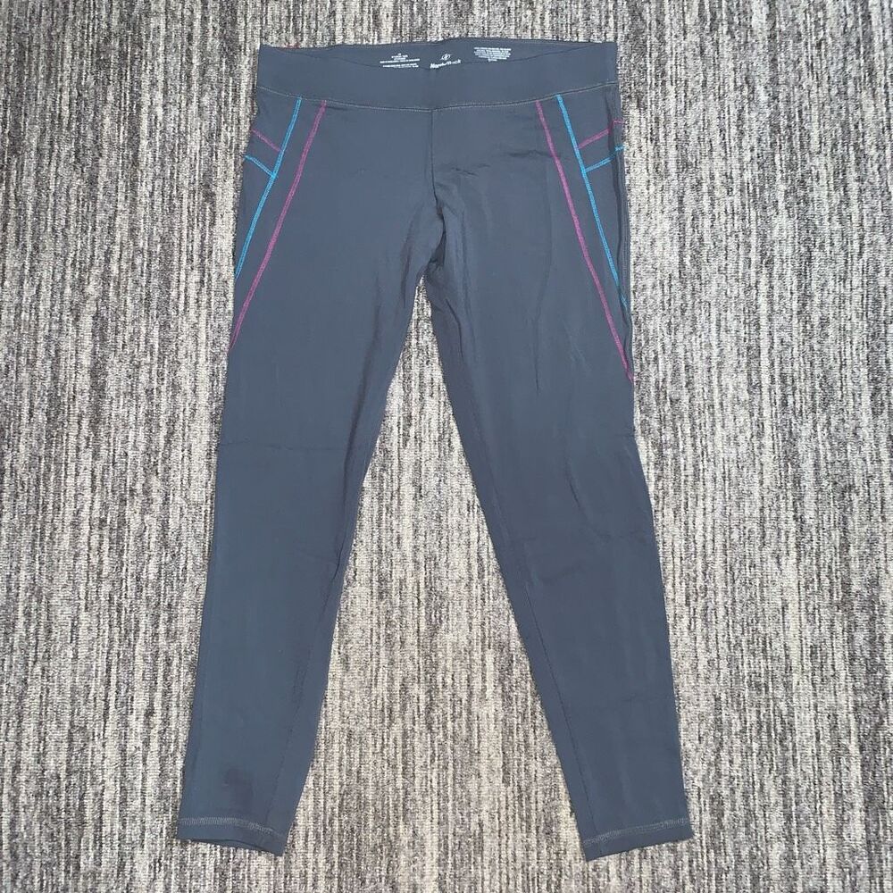 NordicTrack Womens Large Gray Nylon Athletic Leggings Stretch Athleisure Classic